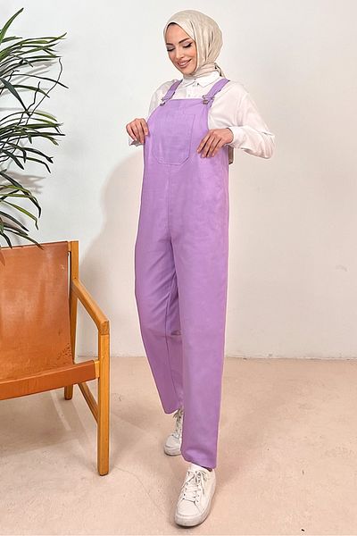 Bestenur Casel Front Pocket Jumpsuit 1419 - Lilac