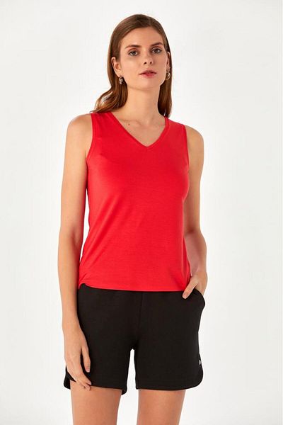 İKİLER Sleeveless V-Neck Basic Blouse - 024-1043
