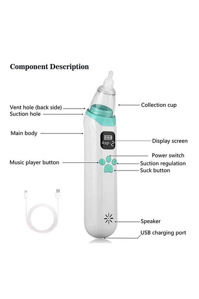 COOYA Baby electric nasal aspirator,3 levels of suction and 3 suction heads,portable and rechargeable