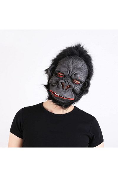 SAVA HOME COLLECTİON Latex Gorilla Mask Monkey Mask Meat Mask Orangutan Black Haired No 1