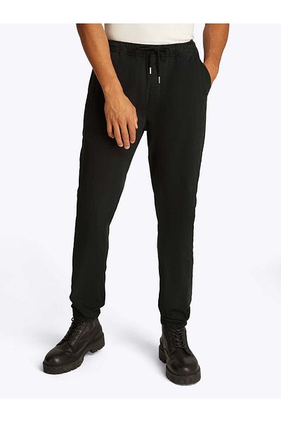 Tommy Hilfiger Pánské černé kalhoty s elastickým pasem s vysokým pasem DM0DM20283-BDS