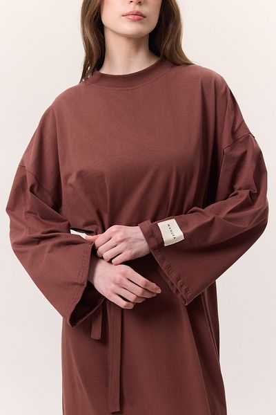 Manuka   OVERSIZE Μακρύ Άνετο Φόρεμα - Ξύλινο Φλοιό