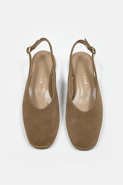 NILUFARR Geise Tan Suede Genuine Leather Open Back Women's Ballerinas