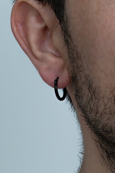 Takı Dükkanı Ring Thin Shiny Men's Unisex Steel Earrings Pair 2 Pcs Mse5-2