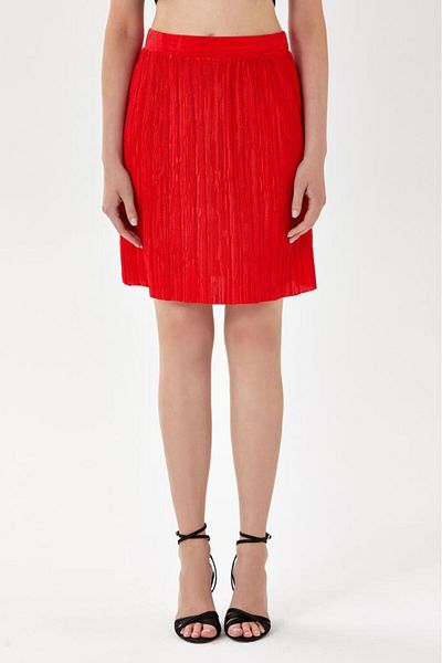 İKİLER 024-2000 Model Elastic Waist Pleated Skirt