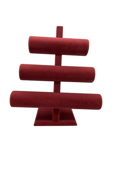 MeGass Dekor Domestic Production Suede Fabric Burgundy Color Triple Stage 30/26 cm Bracelet-Watch Display Stand