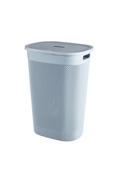 Generic Large plastic laundry basket with lid and handles in blue