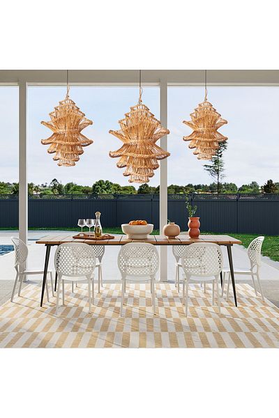 Mylamp Rattan Luna Lighting Set of 3