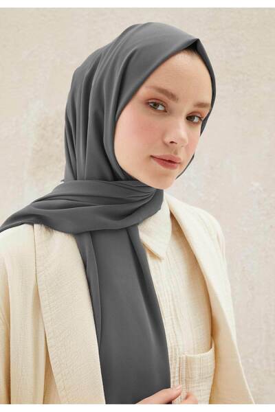 Fresh شال حرير المدينة المنورة رمادي معدني