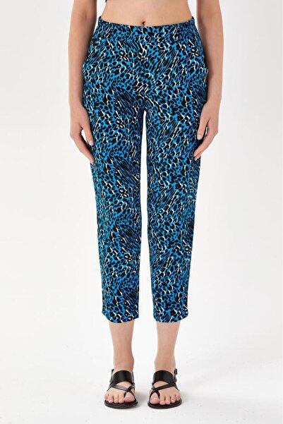 İKİLER Patterned Elastic Waist Pocket Trousers - 024-3509