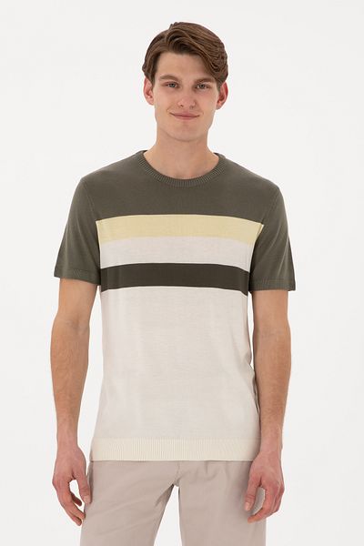 U.S. Polo Assn. Men's Slim Fit Crew Neck Khaki T-Shirt 50306459 -Vr027