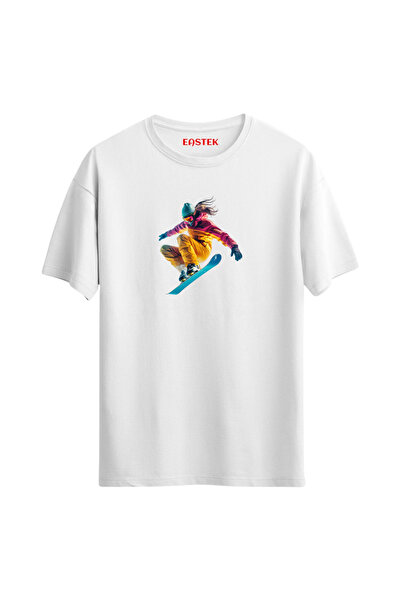 Eastek Tricou cu design imprimat pentru fată de snowboarding
