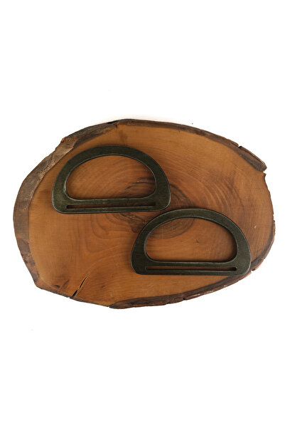 Prestij Boncuk D Model Ahşap Köprülü Çanta Sapı 15 x 8 cm Haki