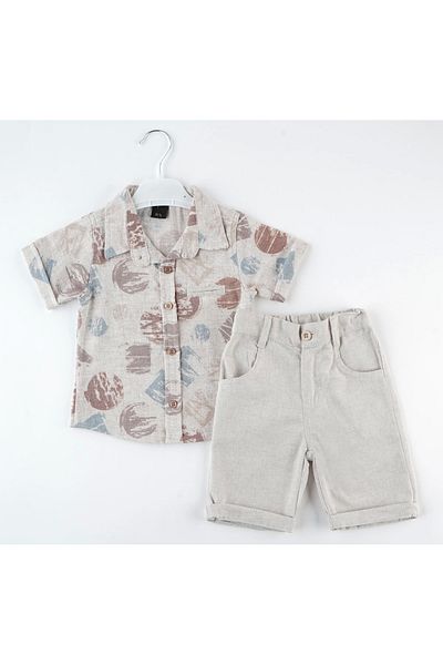 Mc Emirix Kids Wear Fi̇lotali Desnli̇ 2 Piece Shirt Suit