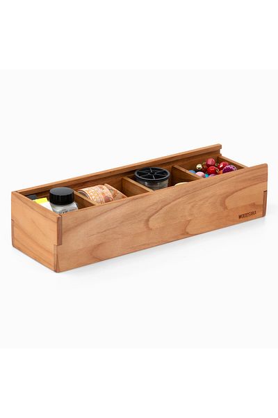 Woodsaka - 4 Compartment Gift and Accessory Box with Sliding Lid