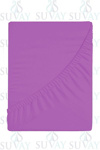 SUVAY Lilac Combed Cotton Elastic Bed Sheet Single Double King Size 100% Cotton Elastic Combed Cotton Bed Sheet