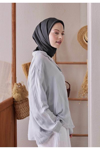 Fresh Cotton Silk Anthracite Scarf