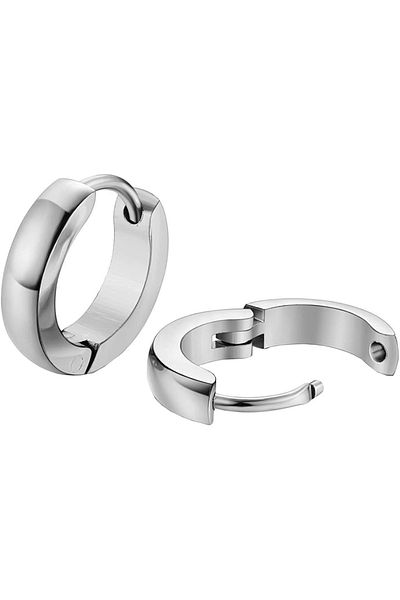 Takı Dükkanı Men's and Unisex Piece of 2 Pcs Glossy Thin Hoop Steel Earrings