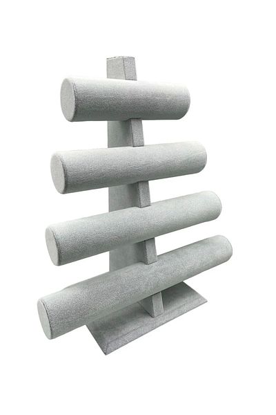 MeGass Dekor Domestic Production Suede Fabric Gray Color Four Stage 38/34 cm Bracelet-Watch Display Stand