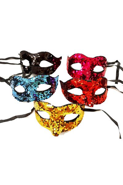 SAVA HOME COLLECTİON Colorful Sequin Sequined Party Mask Venice Prom 5 Pieces