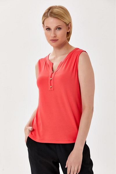 İKİLER Sleeveless and Button Front Blouse 024-1028