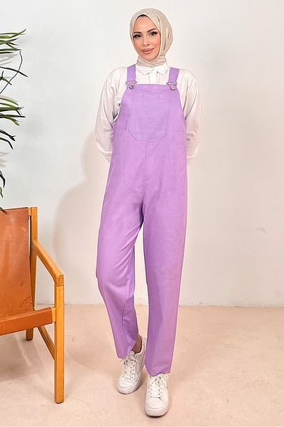 Bestenur Casel Front Pocket Jumpsuit 1419 - Lilac