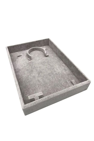 MeGass Dekor Domestic Production Suede Fabric Gray Color 26/19 cm Mini Jewelry Display Table
