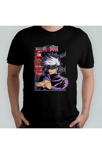 Pixxa Jujutsu Kaisen Satoru Gojo Unisex 100% βαμβακερό μπλουζάκι με λαιμόκοψη μοντέλο 11