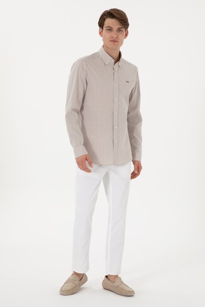 U.S. Polo Assn. Erkek Taş Uzun Kollu Gömlek 50300459-VR049