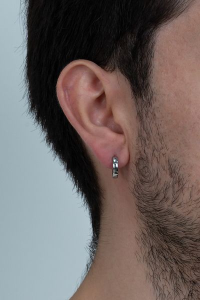 Takı Dükkanı Thin 2.5mm Curved Hoops Women&Men Steel Earrings Set 2Pcs