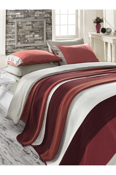 Luoca Patisca Acrylic Knitted Blanket Set Single Cream Beige
