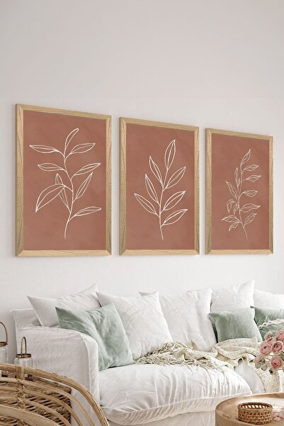 Artavessa طقم طاولة ملصقات MDF مكون من 3 قطع بإطار خشبي - مجموعة 52