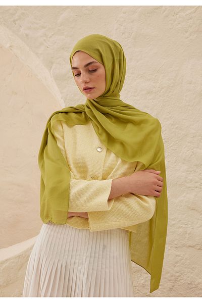 Fresh Ramie Viscose Shawl Matcha