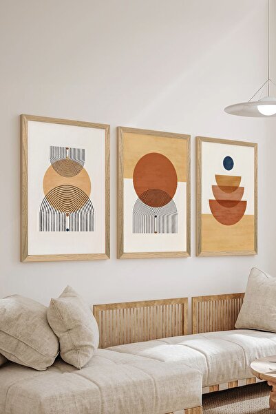 Artavessa 3 Parça Ahşap Çerçeve Görünümlü MDF Poster Tablo Seti - Set 7