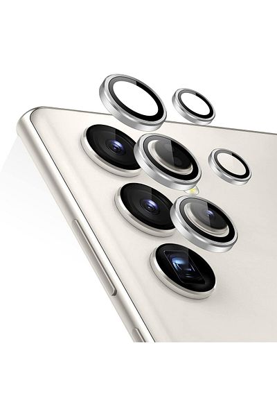 AWH Camera Lens Protector for Samsung Galaxy S23 Ultra, Scratch-Resistant, 1 Set Silver