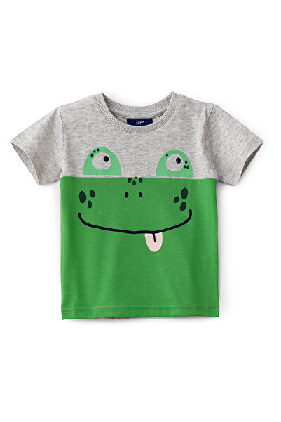 Basicxx تي شيرت قطني برسومات ضفدع أخضر للأولاد