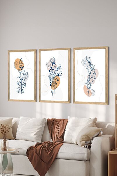 Artavessa طقم طاولة ملصقات MDF مكون من 3 قطع بإطار خشبي - مجموعة 119
