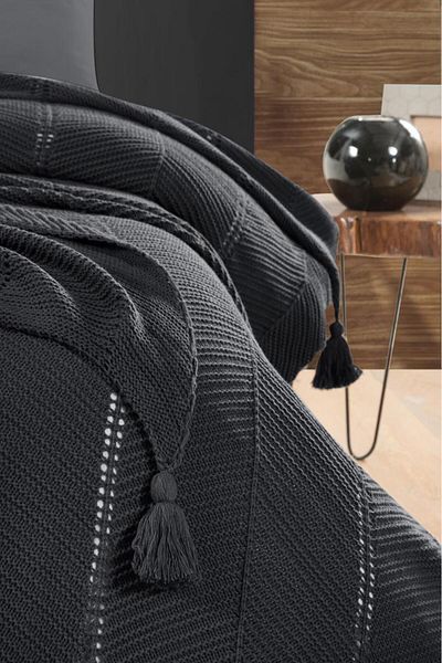 Luoca Patisca SOPHISTIC DOUBLE PERSONAL ACRYLIC KNITTED BLANKET GRAY