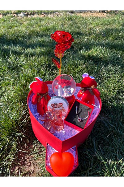 speswear Kırmızı Bahar Set’i Aşk Sevgiliye Hediye Kutusu Takı Sevgililer Günü