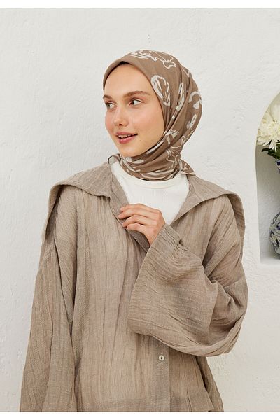 Fresh Scarf Mink - Cotton Voile, Summer Vibes Pattern