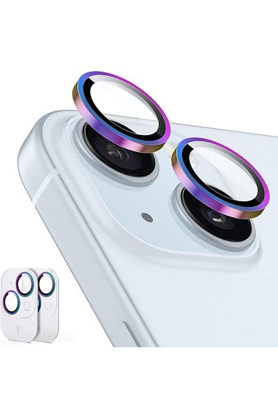 AWH 2 Pack Camera Lens Protector for iPhone 15/15 Plus/14/14 Plus, Scratch-Resistant (Chromatic)