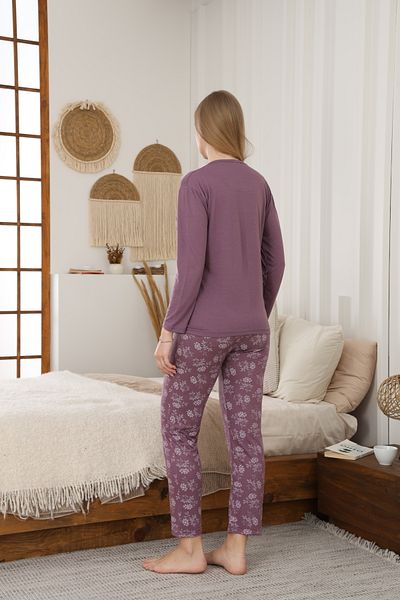 LİLA İÇ GİYİM Viscose Long Sleeve Women's Pajama Set