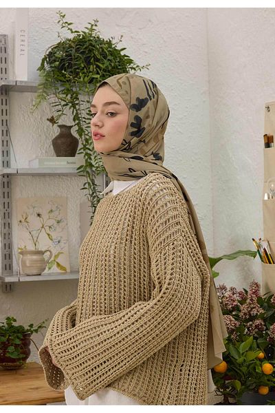 Fresh Aura Patterned Shal - Milk Brown