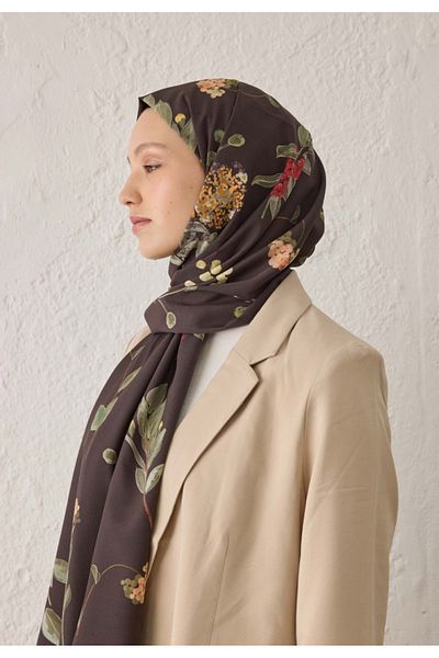 Fresh Brown Hazel Patterned Shawl