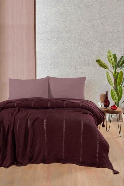 Luoca Patisca SOPHISTIC DOUBLE PERSONAL ACRYLIC KNITTED BLANKET DAMSON