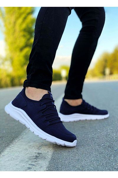 Deri De Luxe Navy Blue Mesh Sports Shoes
