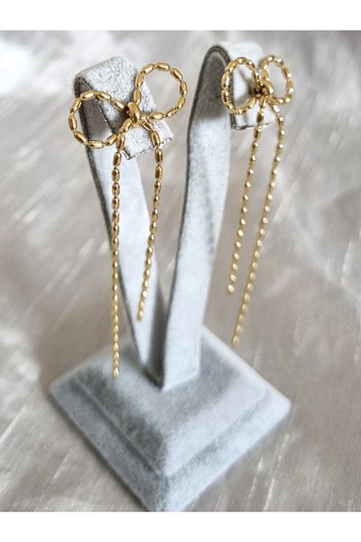 MSA TREND Women Earrings Bow Dangle Model Gold Color 316L Sterling Antitarnish Steel Earrings
