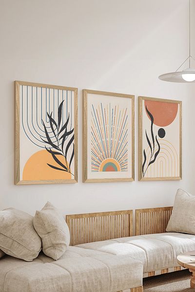 Artavessa Set de pictură poster MDF cu aspect de cadru din lemn din 3 piese - Setul 23