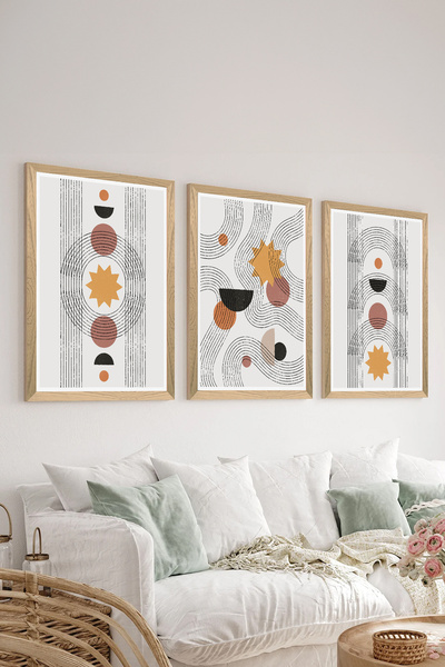 Artavessa طقم طاولة ملصقات MDF مكون من 3 قطع بإطار خشبي - مجموعة 111