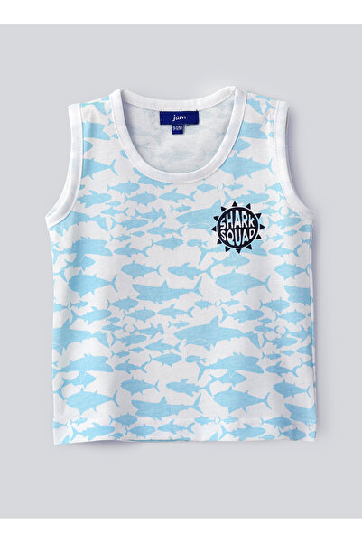 Basicxx Boys' Blue Shark Pattern Cotton Tank Top